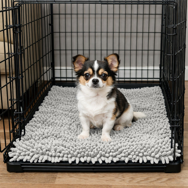 23"x15" - Warm Grey Dog Door Mat Non-Slip Super Absorbent Quick Dry Chenille Microfiber Washable Pet Rug for Muddy Paws