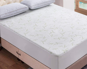 California King Cal-King Size Jacquard Quilted Bamboo Mattress Pad Fitted Elastic Cover Protector - Stretches up 18" Inches