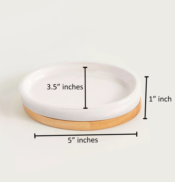 White Beige Bamboo Diatomite Soap Dish - 2 Pack