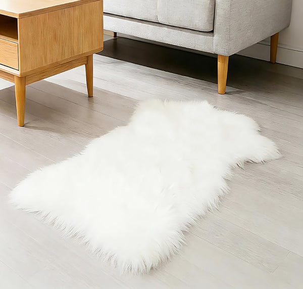 2x3 Feet White Faux Fur Sheepskin Soft Plush Fuzzy Rug