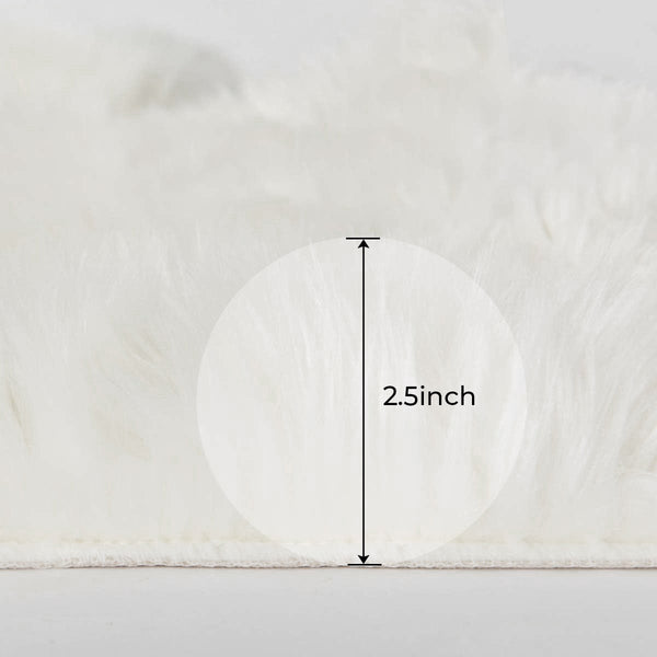 3x3 Feet Round White Faux Fur Sheepskin Soft Plush Fuzzy Rug