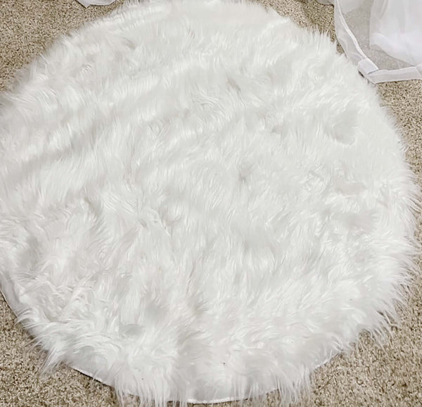 3x3 Feet Round White Faux Fur Sheepskin Soft Plush Fuzzy Rug