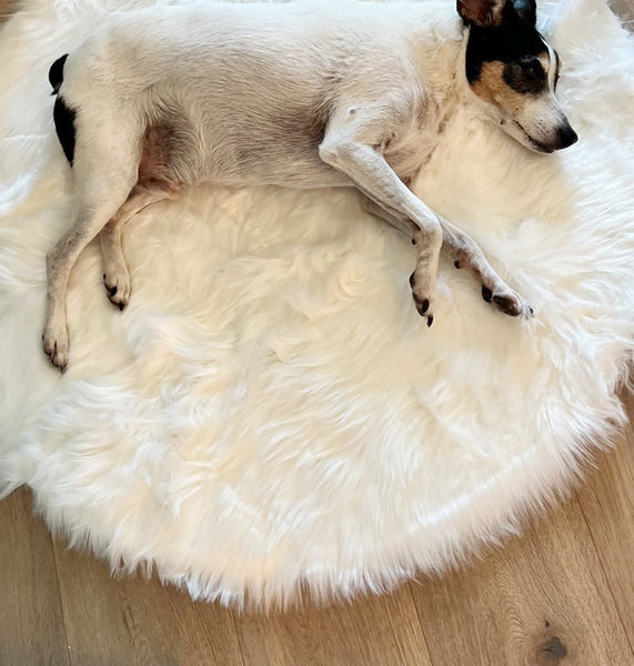 3x3 Feet Round White Faux Fur Sheepskin Soft Plush Fuzzy Rug