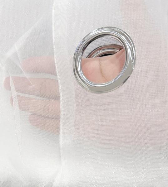 White Sheer Light Filtering Grommet Window Curtain Panel Set - 120" Long