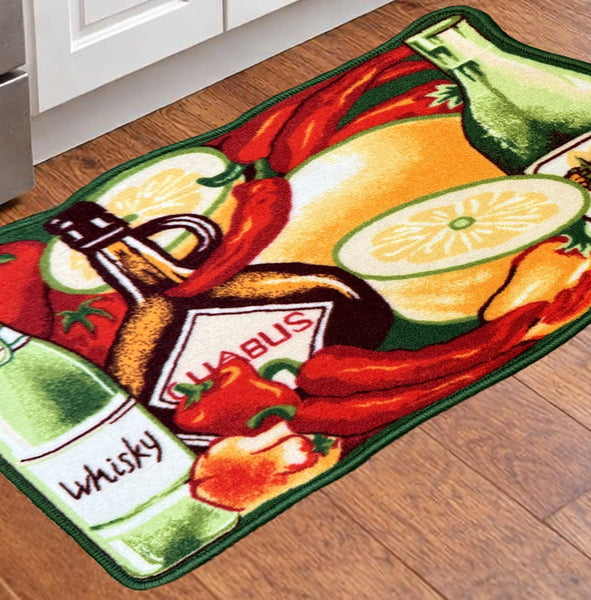 Green Washable Kitchen Mat With Non-Slip Backing - 31.5"x19.5"