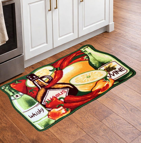 Green Washable Kitchen Mat With Non-Slip Backing - 31.5"x19.5"