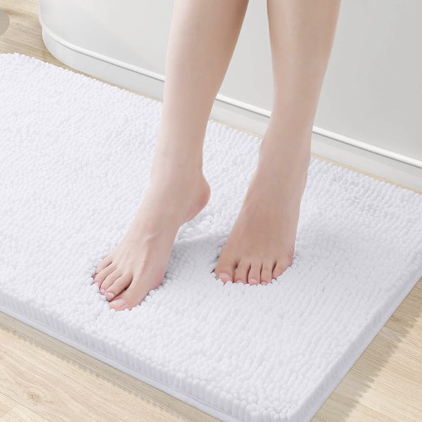 47"x27" - White Soft Cozy Plush Chenille Bath Mat Bathroom Rug