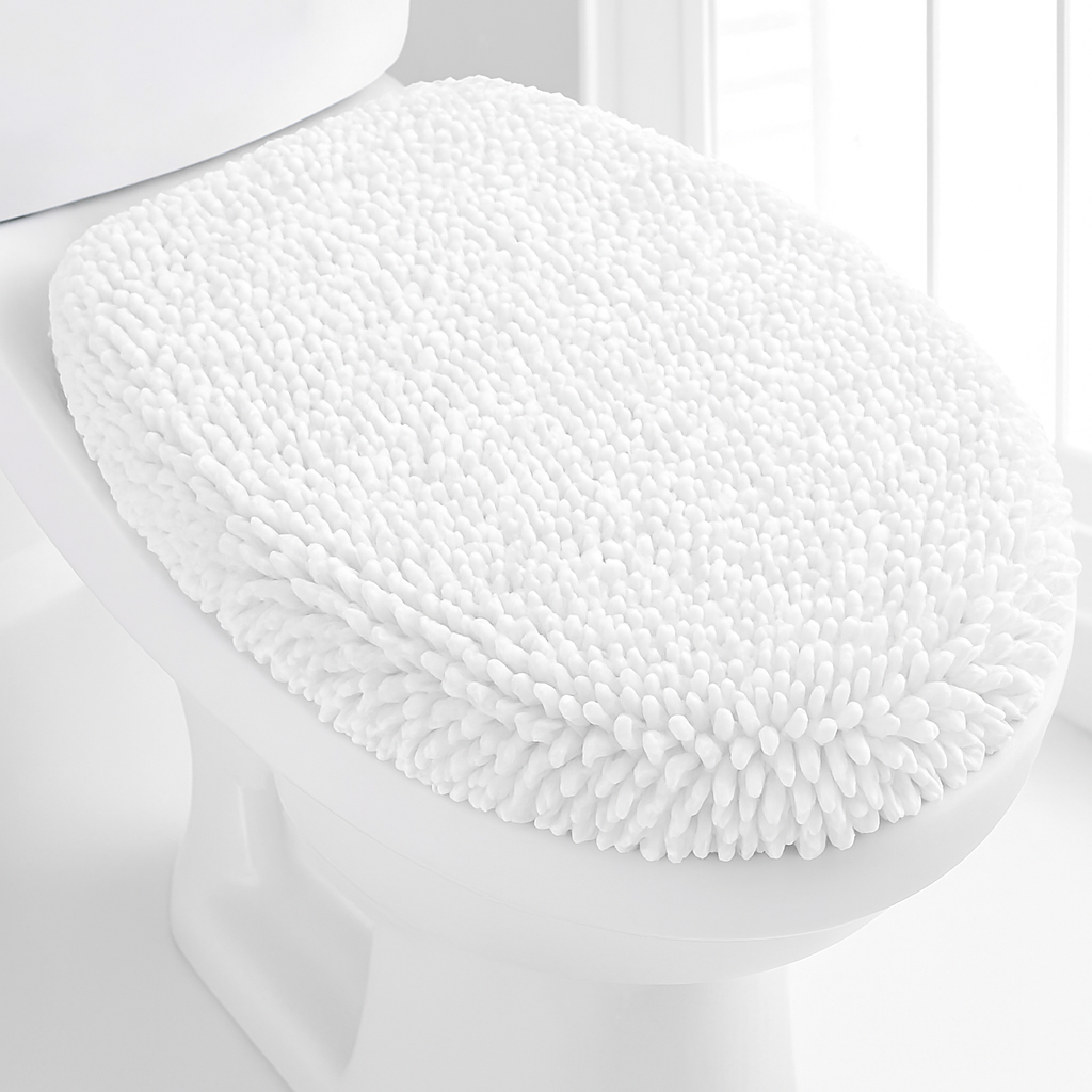 18"x21" - White Soft Cozy Plush Chenille Toilet Seat Cover