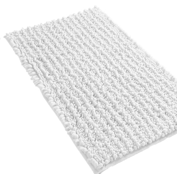 24"x16" - White Soft Cozy Plush Chenille Bath Mat Bathroom Rug