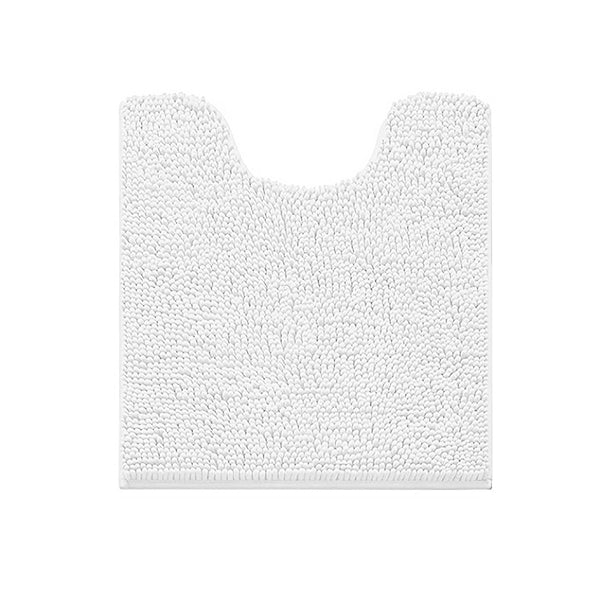 White Soft Cozy Plush Chenille Contour Bath Mat Bathroom Rug