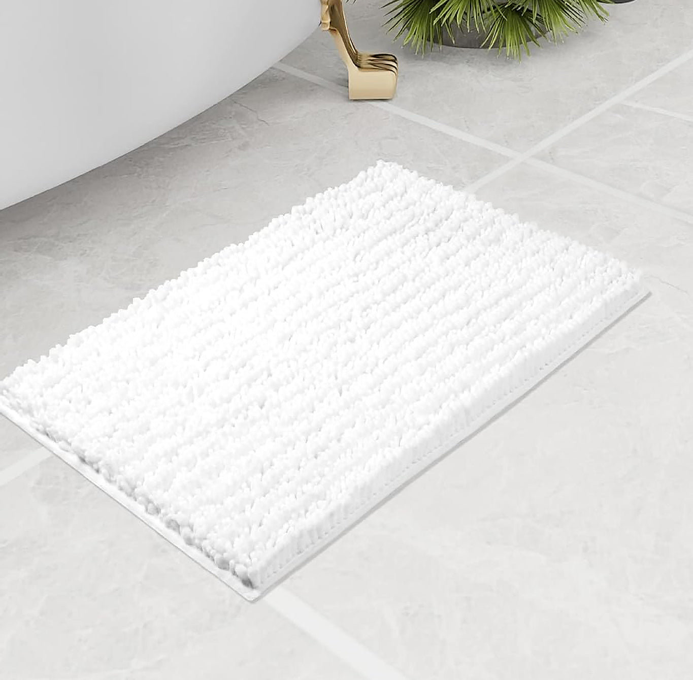 30"x20" - White Soft Cozy Plush Chenille Bath Mat Bathroom Rug