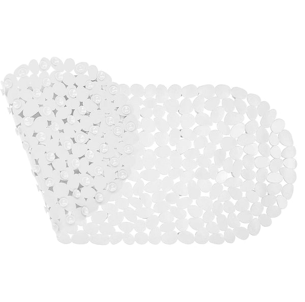 White Stone Pebbles Vinyl Non-Slip Bathtub Shower Mat With Suction Cups - 26" x14"