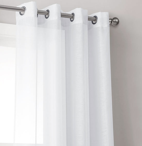 White Sheer Window Grommet Curtain Set 84" Inches Long ( 2 Panels)