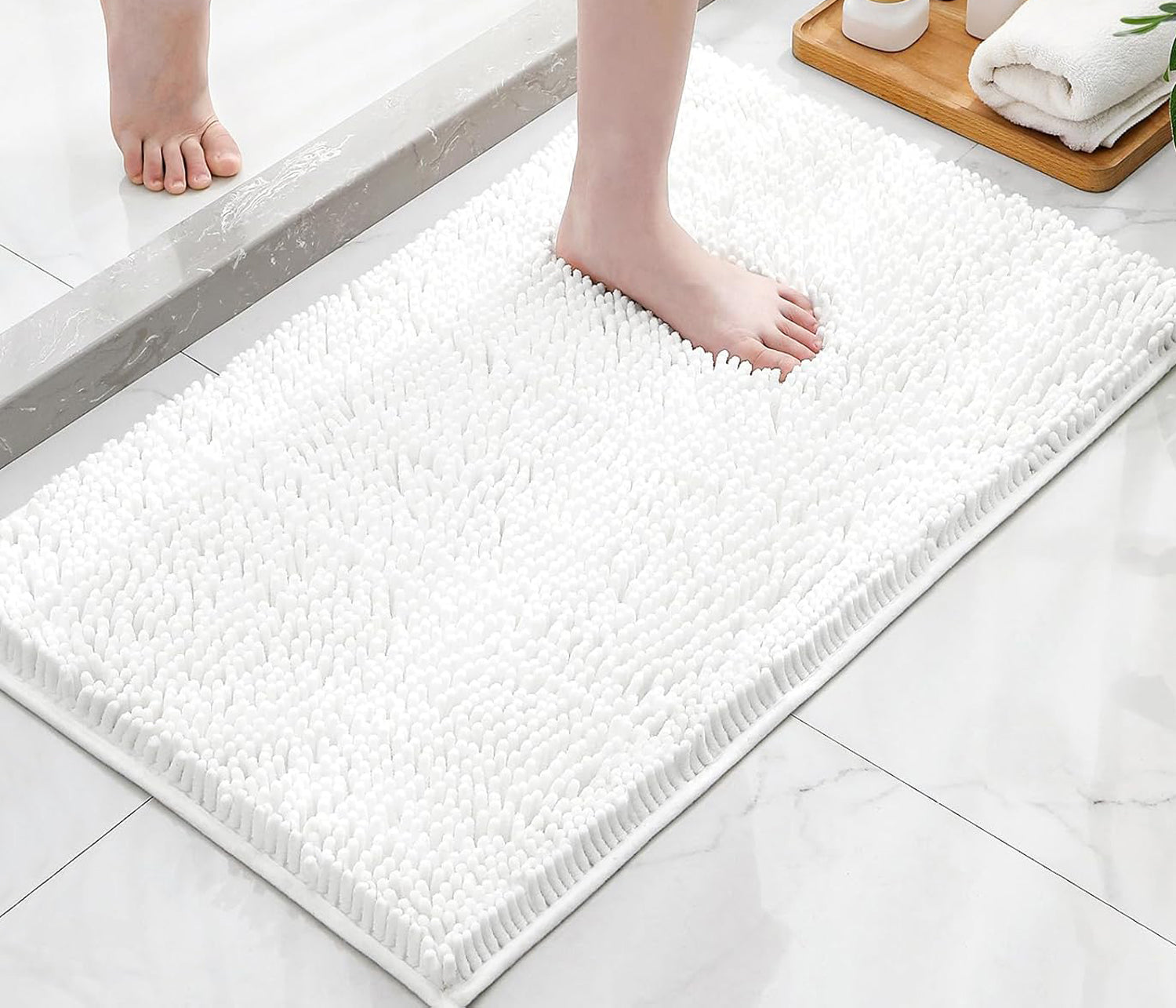 47"x27" - White Soft Cozy Plush Chenille Bath Mat Bathroom Rug
