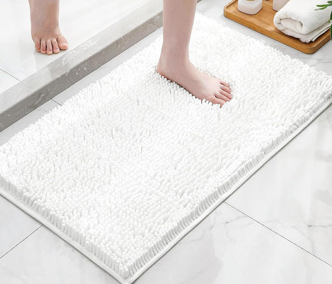 47"x27" - White Soft Cozy Plush Chenille Bath Mat Bathroom Rug