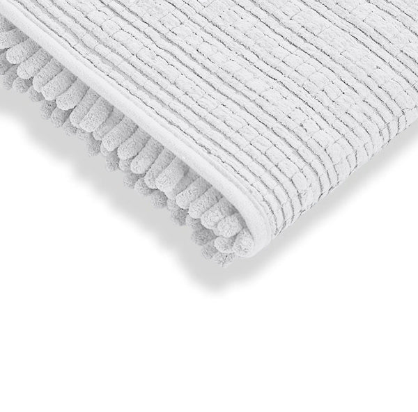 2 Piece Set White Soft Cozy Plush Chenille Bath Mat Bathroom Rug
