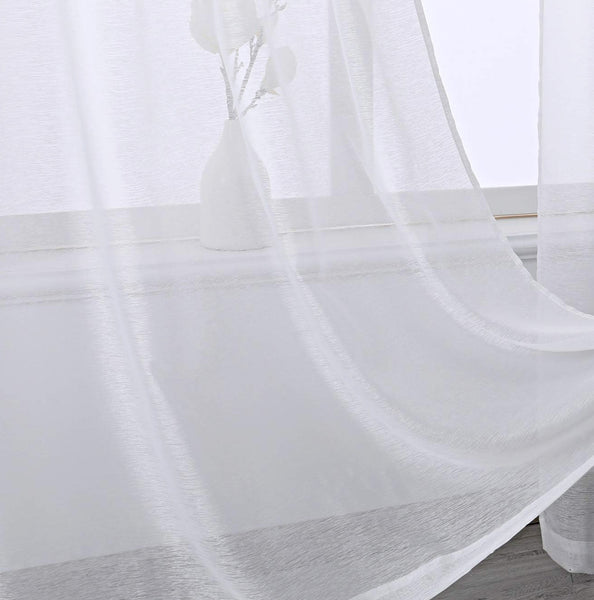White Sheer Window Grommet Curtain Set 84" Inches Long ( 2 Panels)