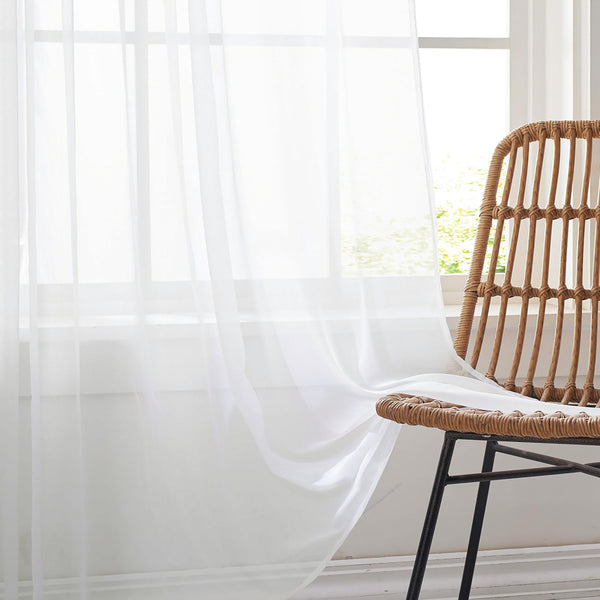 1 Piece White Sheer Rod Pocket Window Curtain Panel - 84" Inches Long