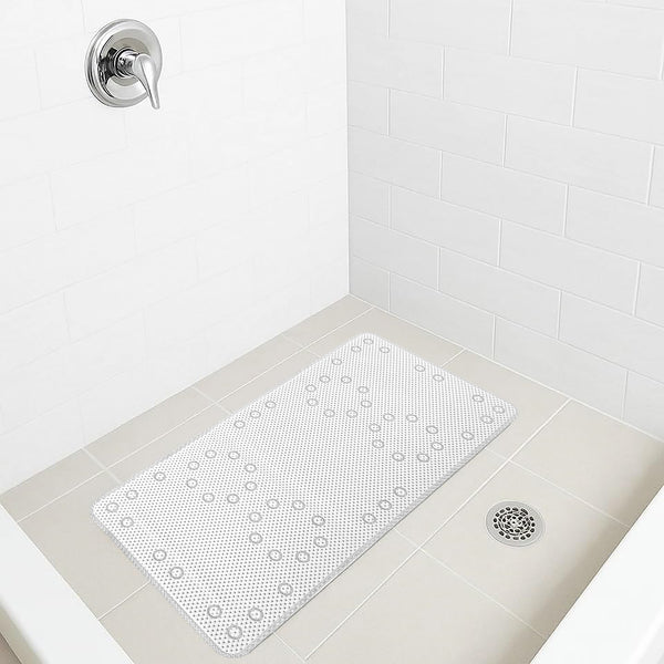 White Non-Slip Foam Bathtub Shower Mat With Suction Cups