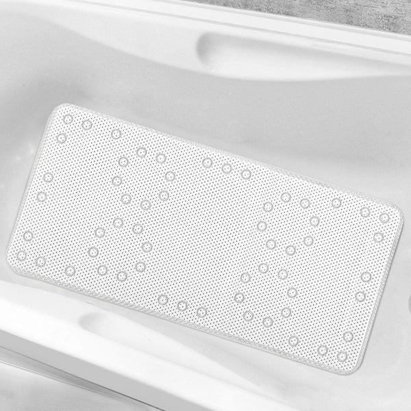White Non-Slip Foam Bathtub Shower Mat With Suction Cups