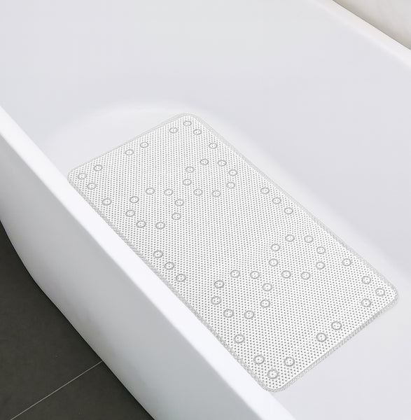 White Non-Slip Foam Bathtub Shower Mat With Suction Cups