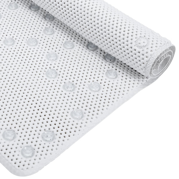 White Non-Slip Foam Bathtub Shower Mat With Suction Cups