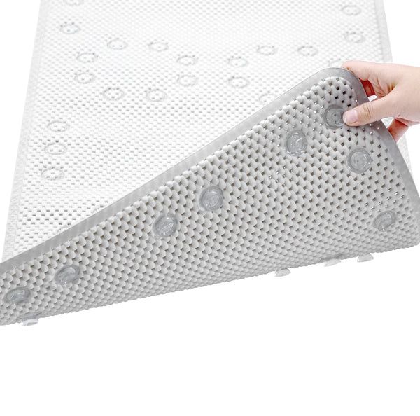 White Non-Slip Foam Bathtub Shower Mat With Suction Cups