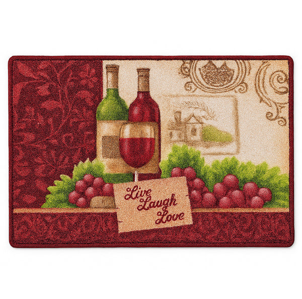 Burgundy Red Washable Kitchen Mat With Non-Slip Backing - 17"x24"