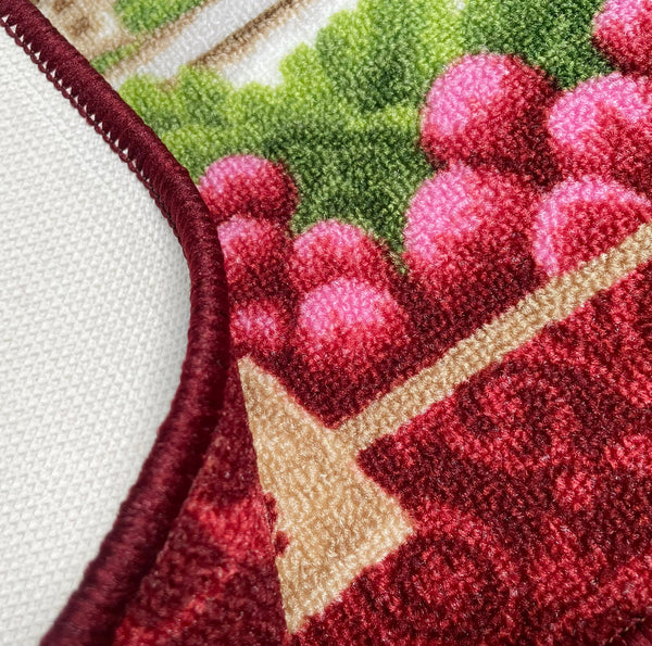 Burgundy Red Washable Kitchen Mat With Non-Slip Backing - 17"x24"