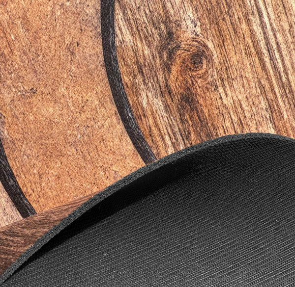 30"x19" - Brown Half-Circle Non-Slip Rubber Washable Low-Pile Indoor Outdoor Entrance Door Mat