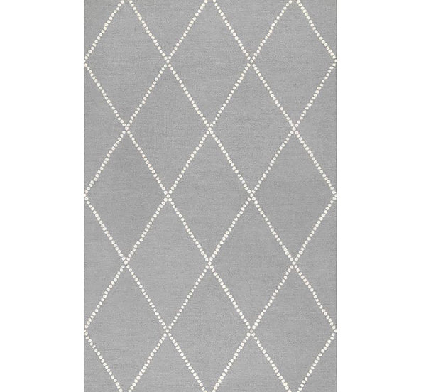 7'6" x 9'6" Feet Light Grey Ivory Hand-tufted Wool Natural Trellis Geometric Tribal Rug