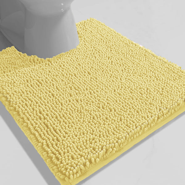 Yellow Soft Cozy Plush Chenille Contour Bath Mat Bathroom Rug