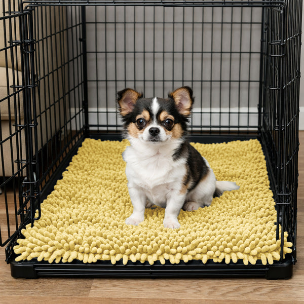 30"x20" - Yellow Dog Door Mat Non-Slip Super Absorbent Quick Dry Chenille Microfiber Washable Pet Rug for Muddy Paws