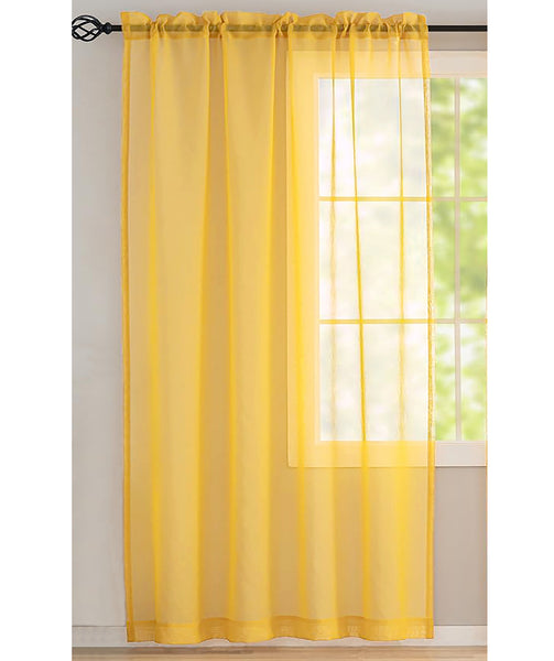 1 Piece Yellow Sheer Rod Pocket Window Curtain Panel - 90" Inches Long