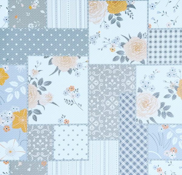 White Grey Geometric Floral Comfort Anti-Fatigue Plush Waterproof Non-slip Kitchen Mat - 18"x30"