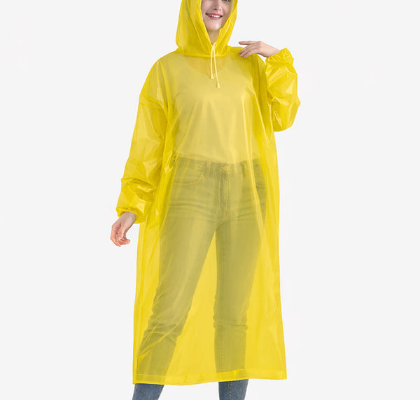 2 Piece Set Yellow PEVA Raincoat Poncho Foldable Reusable - 52" x 80"