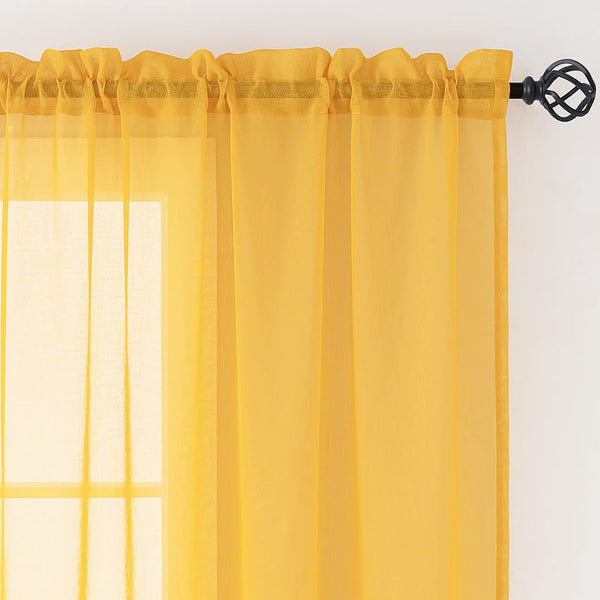1 Piece Yellow Sheer Rod Pocket Window Curtain Panel - 84" Inches Long