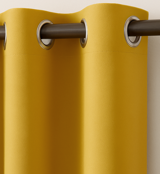 2 Piece Solid Golden Yellow Blackout Grommet Curtain Panel Set - 84" Long