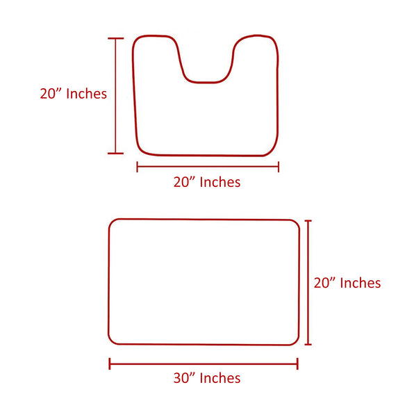 2 Piece Set Orange Soft Cozy Plush Chenille Bath Mat Bathroom Rug