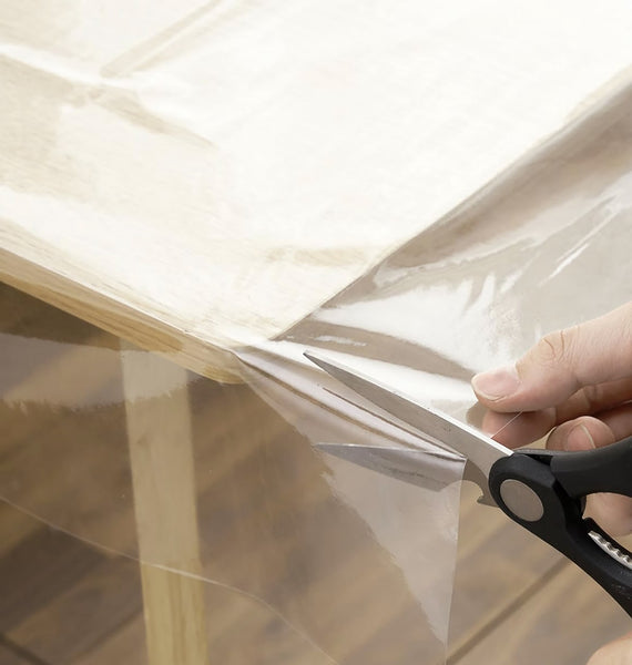 Premium Clear Plastic Vinyl Table Cover Tablecloth Protector - Sold Folded (0.36 Millimeters Thick)