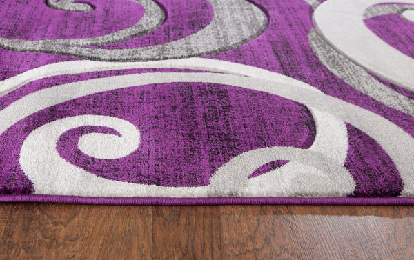 Purple Swirls Hand-Carved Soft Living Room Area Rug