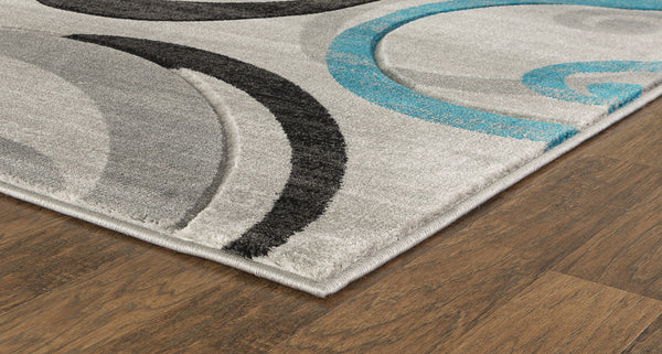 Turquoise Swirls Hand-Carved Soft Living Room Area Rug