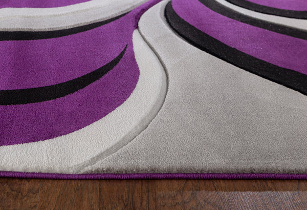 Purple Swirls Hand-Carved Soft Living Room Area Rug