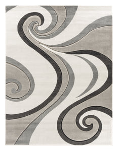 Grey Swirls Hand-Carved Soft Living Room Area Rug