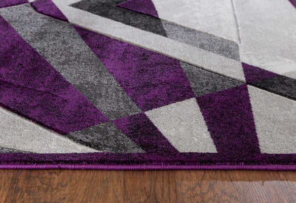 Purple Geometric Hand-Carved Soft Living Room Area Rug