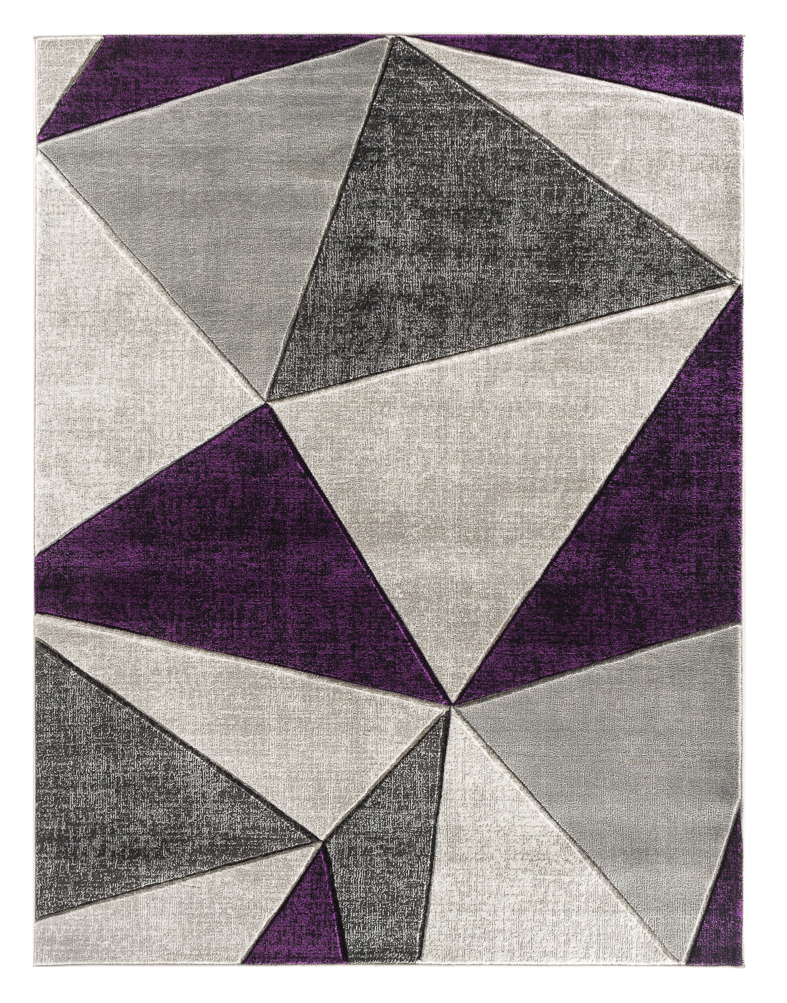 Purple Geometric Triangles Hand-Carved Soft Living Room Area Rug