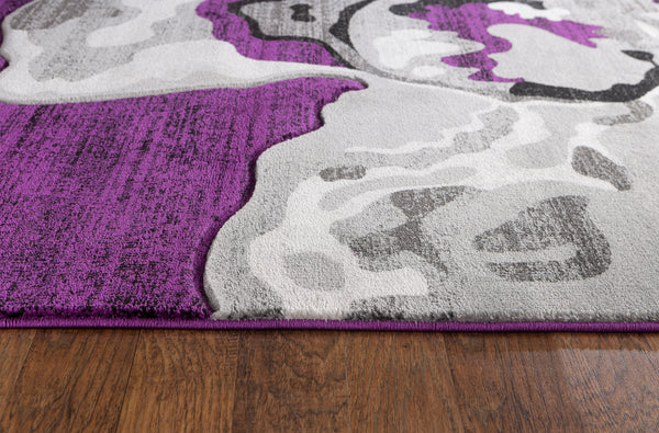 Purple Abstract Hand-Carved Soft Living Room Area Rug