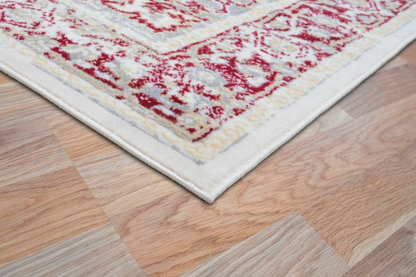 Ivory Red Medallion Traditional Oriental Area Rug