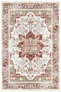Ivory Red Medallion Traditional Oriental Area Rug