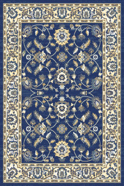 Navy Blue Floral Traditional Oriental Area Rug
